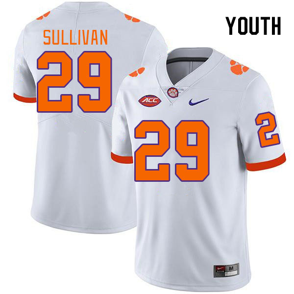 Youth Clemson Tigers Davian Sullivan #29 College White NCAA Authentic Football Stitched Jersey 23FM30QC